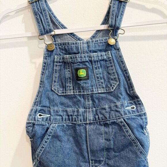 John Deere Unisex Blue Overall 2T Denim Bib Wide Leg Pockets Buckle Straps - Picture 7 of 8